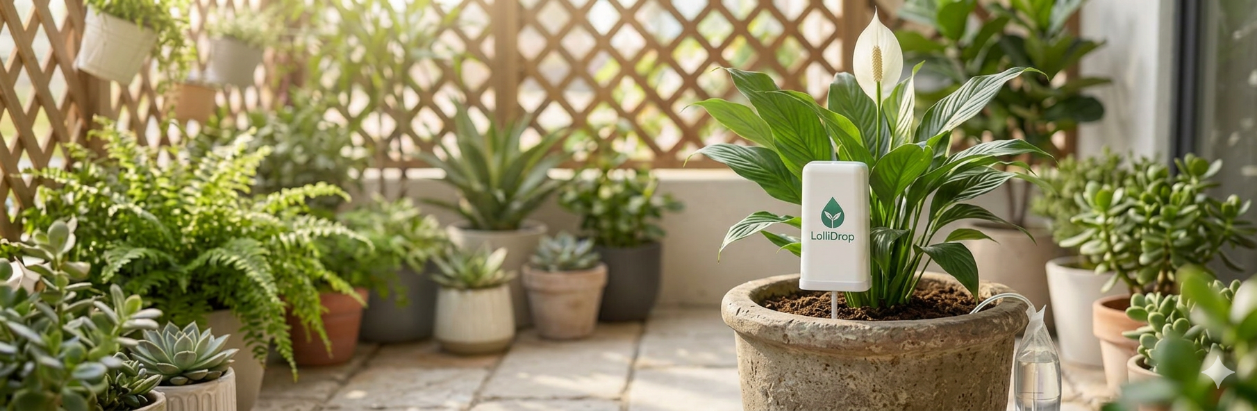 LolliDrop device in a healthy potted plant