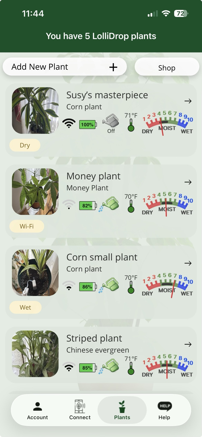 LolliDrop app plants page